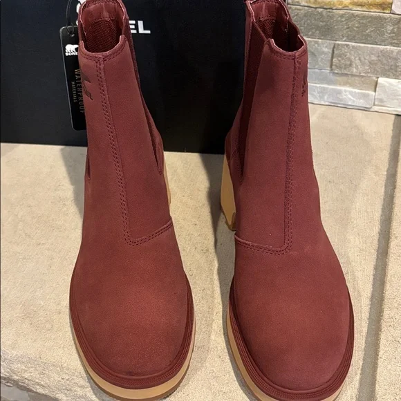 NIB Sorel Hi-Line Heel Chelsea Waterproof Boots - Spice/Tawny Buff - Picture 7 of 13